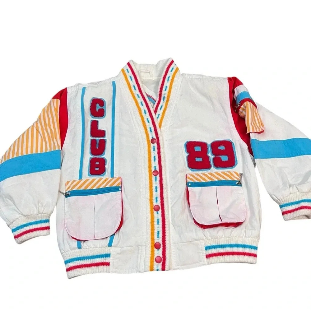 Vintage 80s Colorblock Bomber Jacket – Size 6 Forteza‎ by Young Fleet Street